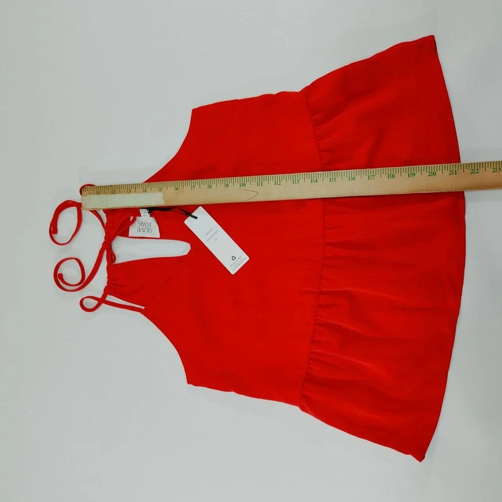 Olive &‎ Oak Rocking Red Halter Peplum Top Sleeveless Blouse Size  XS
